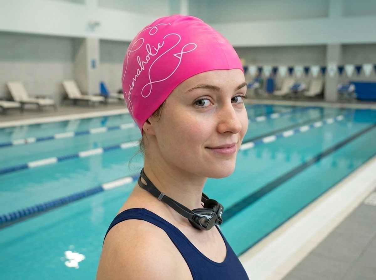Plavecká čepice Swimaholic Pink Flow s unikátním designem